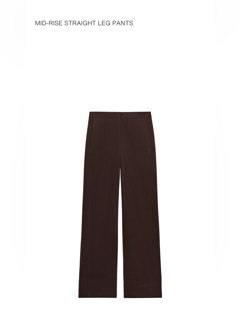 Zara Brown Mid-Rise Straight Leg Pants